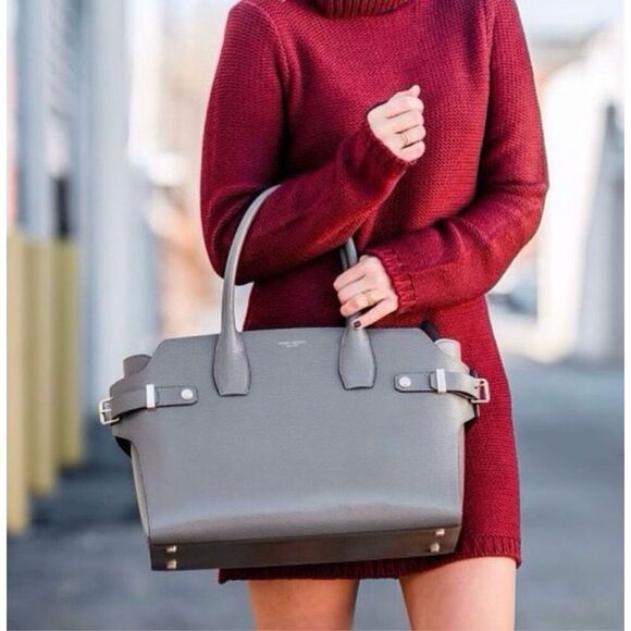 HENRI BENDEL - Carlyle Leather Satchel Tote in Grey. New HB Dust Bag Included - Picture 10 of 16